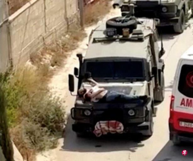 以军将受伤巴勒斯坦人绑在吉普车上