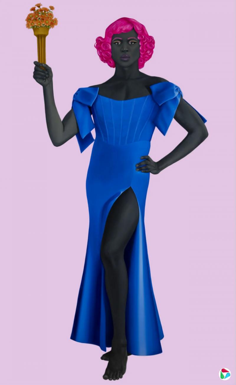 该画模特儿为黑人艺术家阿雷瓦·巴西特(Arewà Basit),认同自己为非二元跨性别女性。