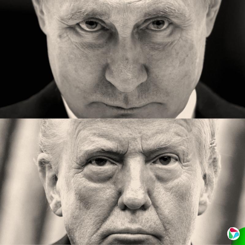 两张经过处理的普京与特朗普特写照片