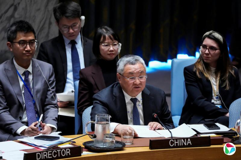 中国常驻联合国代表傅聪今年早些时候在安理会会议上发言。