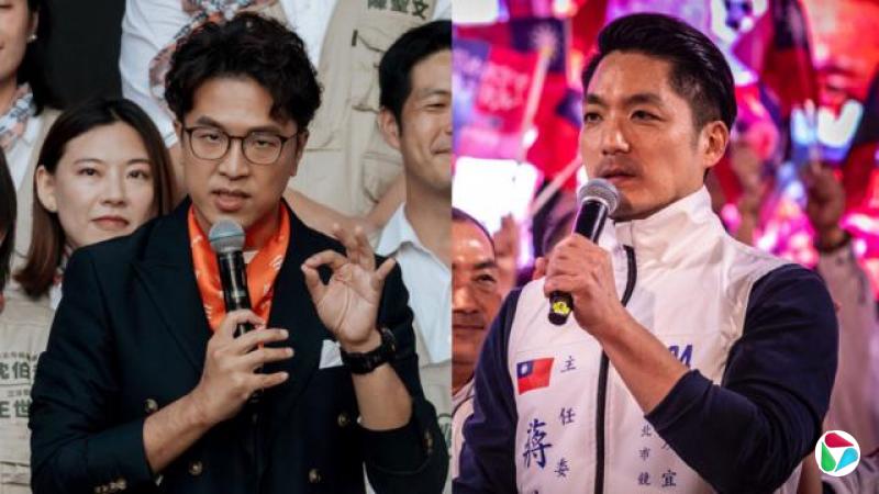 原先不被看好的沈伯洋(左),从9月开始声势高涨,给本享有执政优势的现任市长蒋万安(右)带来了挑战。